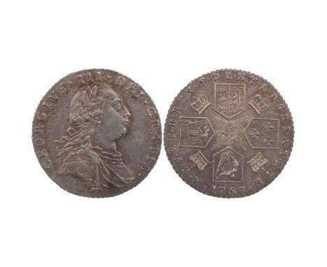 1787 George III silver Sixpence with semée of hearts (S 3749). Weight: 3.02g. Diameter: 21mm. Grade: EF - attractive tone, mi