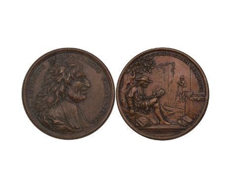 Italy, Antonio Magliabecchi (1633-1714, librarian to the Medici) AE medal (Molinari 186). Obverse: right-facing bust, 'ANTONI