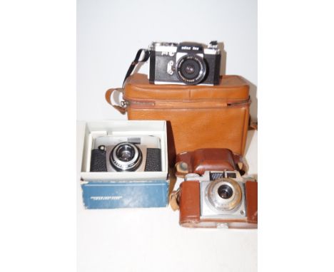 2 Vintage Agfa cameras together with Edixa flex camera 