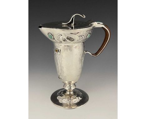Liberty &amp; Co., Cymric, An early Edwardian silver Arts and Crafts jug, with tapering cylindrical body atop a spreading cir