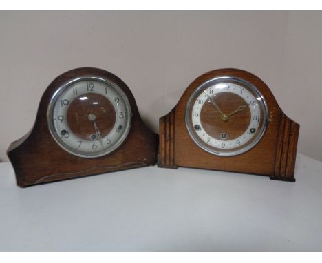 Two 1930's oak cased mantel clocks 