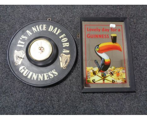 'A lovely day for a Guinness' picture mirror together with a barometer with advertising decoration