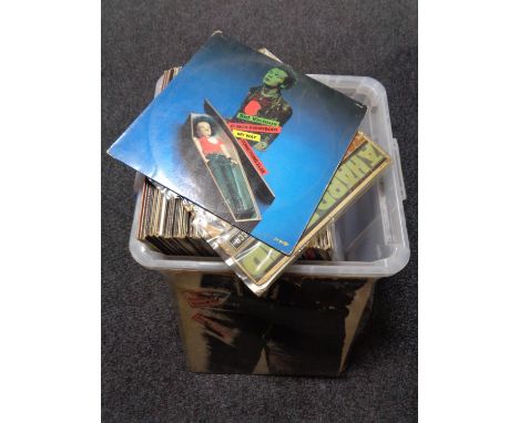 A plastic crate of LP's, pop and rock including Rolling Stones, ELO etc 