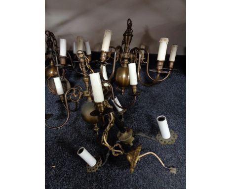 Four continental brass light fittings 