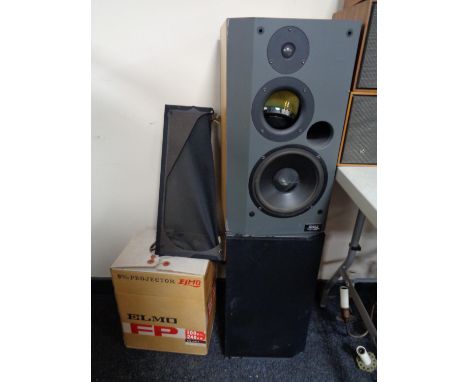 A pair of DALI loud speakers (af) together with a boxed Elmo 8mm projector 