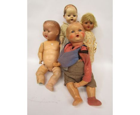 Four vintage bisque and hard plastic dolls including Pedigree (a/f)