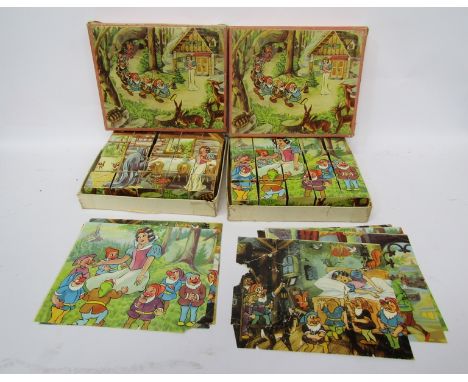 Two vintage Snow White and The Seven Dwarfs picture block puzzles 