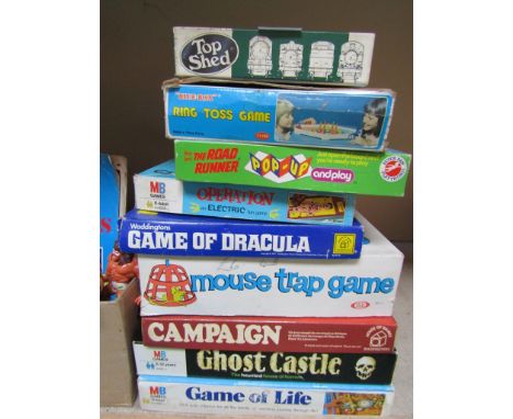 A quantity of vintage board games including Game of Dracula, Ghost Castle etc 