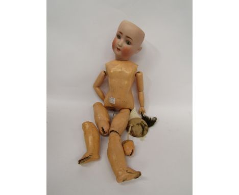 A Simon &amp; Halbig bisque headed doll with composition body  a/f 