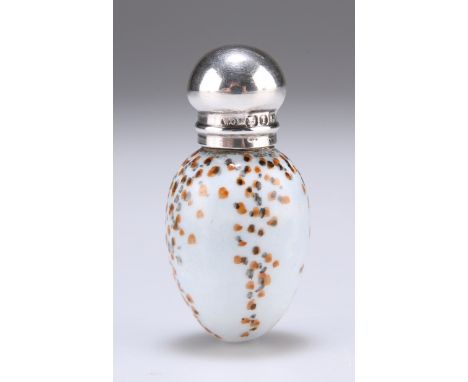 A LATE VICTORIAN SILVER-MOUNTED CERAMIC NOVELTY SCENT BOTTLE,&nbsp;by William Oliver, Birmingham 1891, in the form of a speck