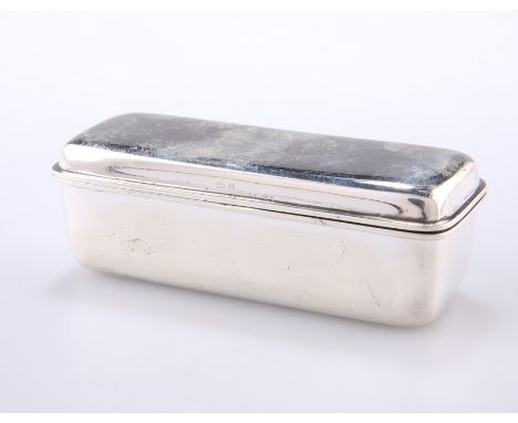AN EDWARDIAN SILVER RING BOX,&nbsp;by Lawrence Emanuel, Birmingham 1901, of rectangular form with hinged&nbsp;lid, blue velve