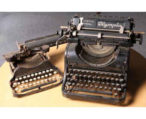 ~ TWO TYPEWRITERS FROM A COUNTRY HOUSE, the first Olympia Mod 8, the second a small example by Corona. (2)&nbsp;