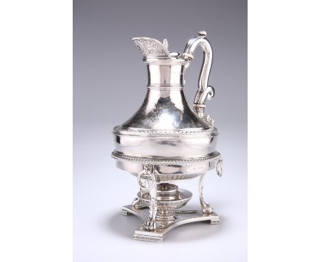 A FINE GEORGE III SILVER COFFEE BIGGIN AND STAND, by Paul Storr, London 1814, the biggin of squat baluster form, part gadroon