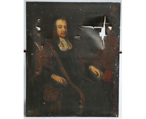 ~ AFTER JOHN RILEY (1646-1691), PORTRAIT OF FRANCIS NORTH, 1ST BARON GUILFORD, oil on canvas, (a/f). 125cm by 102cm