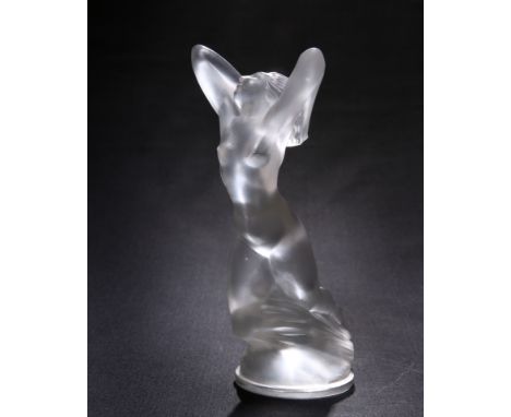 RENÉ LALIQUE (FRENCH, 1860-1945)A 'VITESSE' CAR MASCOT, DESIGNED IN 1929, clear satin glass, no. 1160, moulded 'R. LALIQUE FR