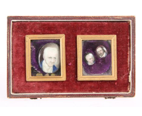 THREE 19TH CENTURY ENAMELLED PORTRAIT MINIATURES, the larger example depicting Wellington, inscribed verso "WELLINGTON / R Ed