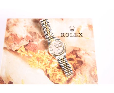 A LADY'S BI-METAL ROLEX OYSTER PERPETUAL DATEJUST WRISTWATCH, ref.&nbsp;69173, chronometer number L849418, ivory Jubilee dial