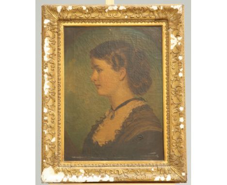 ~ AFTER SIR FRANCIS GRANT (1803-1878), PORTRAIT OF A LADY WEARING A BLACK CHOKER, inscribed verso 'After Sir F Grant by Geo F