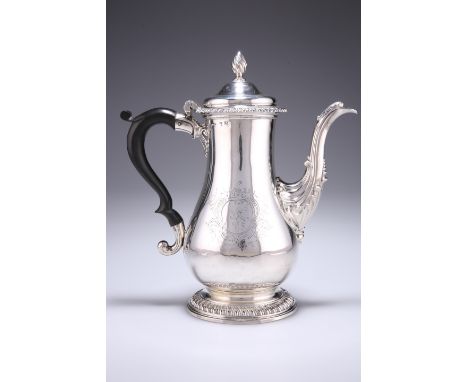 A GEORGE III SILVER COFFEE POT,&nbsp;by Daniel Smith and Robert Sharp, London 1765, of typical tapering bulbous form, the hin