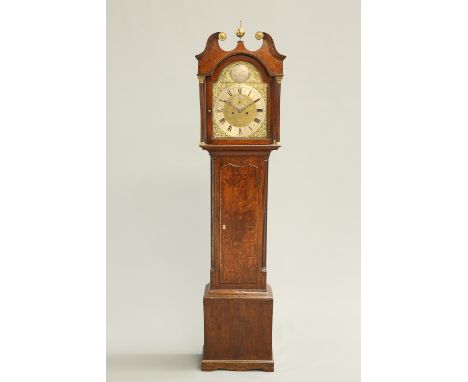 A GEORGE III OAK EIGHT-DAY LONGCASE CLOCK, the 12-inch brass break-arch dial signed in the arch 'Alec Nimmo, Kirkcaldy', subs