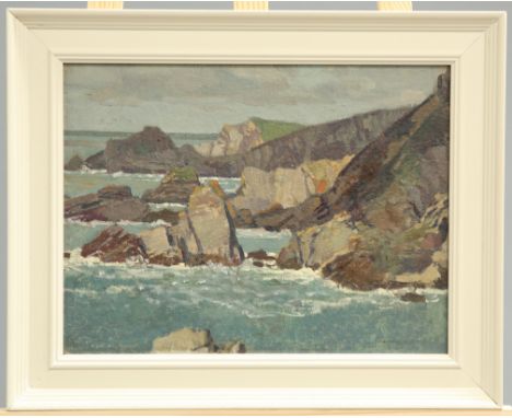 STANLEY ROYLE (1888-1961), "SUMMER", CORNISH COASTLINE; AND "WINTER", WHITLEY WOOD BRIDGE, SHEFFIELD, A PAIR, the first signe