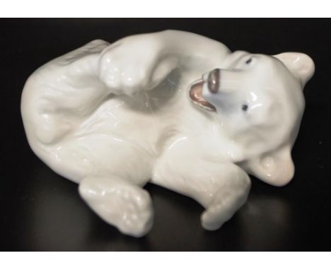 Royal Copenhagen ceramic Polar Bear figure marked to base &amp; # 072, (length 11cm approx).