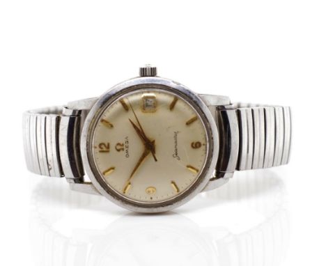 Gents Omega "Seamaster" Circa 1950/1960s in a stainless steel case, with applied batons and numbers, date window at 3 o'clock