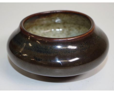 Chinese brown glaze ceramic brush washer 6 character mark  to base, (diameter 11cm approx).