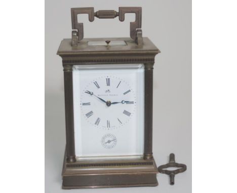 Vintage Matthew Norman Swiss carriage clock marked Mathew Norman to dial and movement, and engraved 'Swiss Movement,' with st