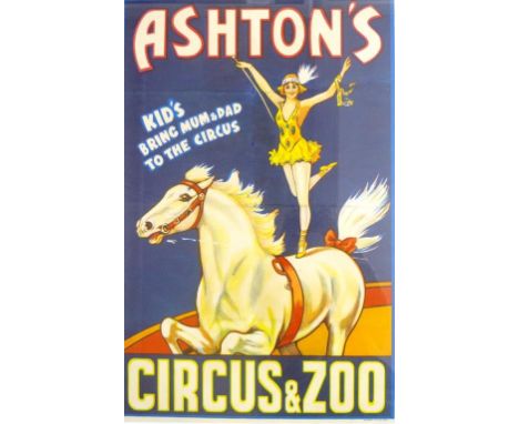 Original Framed  Ashton's circus lithograph poster 93cm X 63cm approx