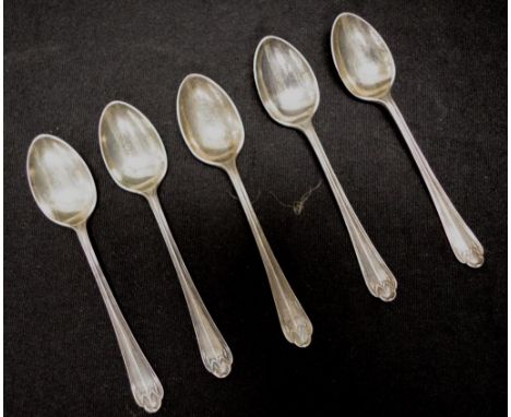 Five sterling silver teaspoons hallmarked Sheffield 1921, maker: Harrison Brothers &amp; Howson, 68 grams approx