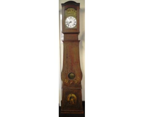 19th century French banjo long case clock with weight driven striking movement, key and pendulum included, 224cm high, requir