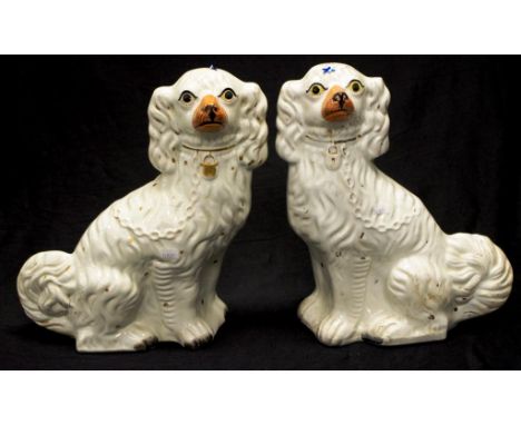 Pair of Staffordshire ceramic mantle dogs height 32.5cm approx
