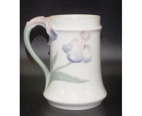 Vintage Rorstrand Sweden ceramic jug embossed floral decoration, marked to base, circa 1900, (height 16cm approx).