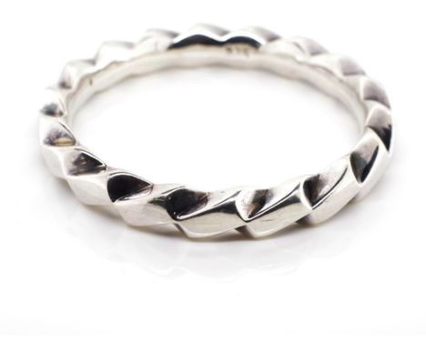 Modernist sterling silver "wave"bangle marked 925. Approx inside width 64mm, weight 23 grams