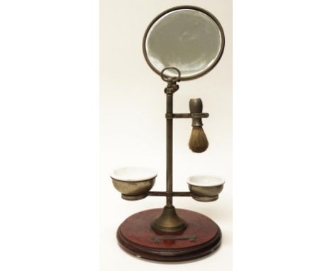 Interstate Railway Shield Competition 1915 trophy a shaving stand on wooden foot, with plaque dedication: 'Presented by the E
