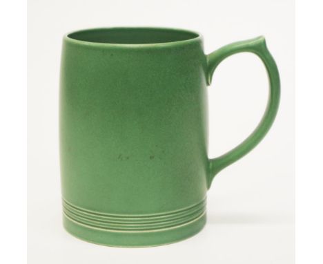 Wedgwood Keith Murray green ceramic mug marked to base, (height 12cm approx).