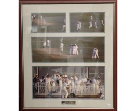 Limited Edition photos 1997 Ashes 'Victory Dance' four framed coloured photographs,  'The Ashes Series 1997, Fifth Test, Tren