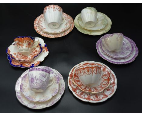 Six various antique Wileman (Shelley) trios