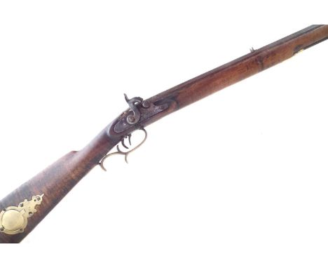 Percussion Kentucky Rifle, with 41 inch octagonal barrel approximately 60 bore fitted with buckhorn rear sight and German sil