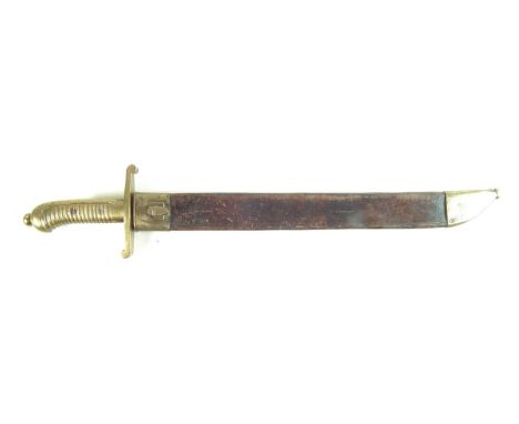 German Infantry Pioneers short sword model 1845, makers mark P.D.L the brass guard and scabbard unit marked. 63cm long