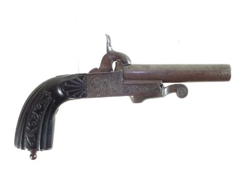 Pinfire pocket pistol, the 3.5 inch barrel engraved Bertonnet Calle San Martin Buenos Ayres, with rifling and chambered for 1