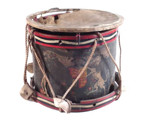 Military snare drum, stamped 'Leedy Mfg. dated 1915' painted with the crest ofThe Royal Fusiliers 2nd battalion City of Londo
