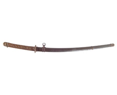 WWII Japanese Shin Gunto (1934 -1945) Officer's sword and scabbard, fitted with silver foil collar (Habaki) the blade an Ance