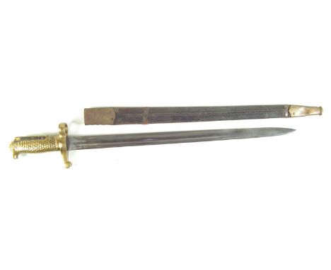 US Navy 1870 pattern bayonet, by Ames Mfg. Co. Chicopee, together with correct pattern scabbard probably not original to the 