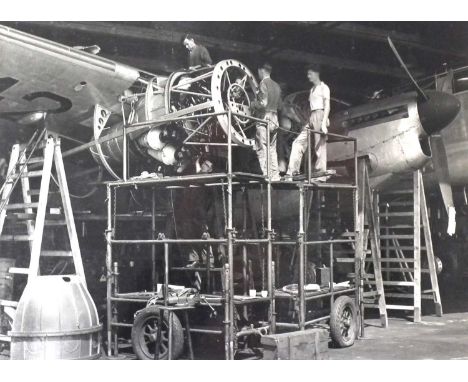 Collection of ten aviation photographs, including images of Derwent engine, Avro Tudor II, scenes of an Avro Lancastrian, and