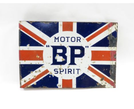 An advertising two sided enamel sign 'BP Motor Spirit', 59.5cm x 40.5cm