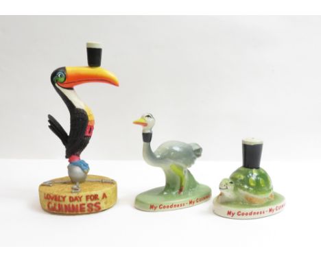 A Carltonware Guinness advertising figure of an ostrich, together with a ceramic Guinness advertising figure of a turtle and 