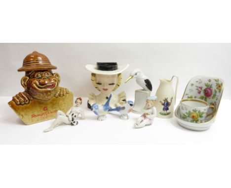 A Betty-Lou Nichols ceramic figure ' Mary-Lou' together with other assorted ceramics to include piano babies