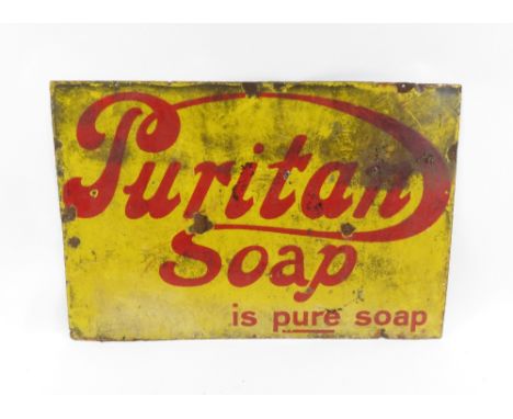 Enamel advertising sign - Puritan Soap is pure soap, 61cm x 91cm